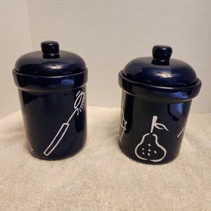Lillian Vernon vintage cobalt blue and white canister set of two