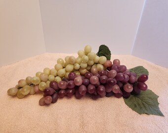 Purple and green latex faux grape clusters faux fruit vintage grapes vintage fruit grape clusters