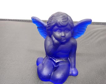 Candle Holder Cobalt blue angel candle