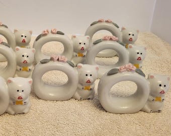 Teddy Bear ceramic napkin rings