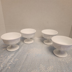 Colony Harvest milk glass serving/dessert dishes/sherbet cups/pudding cups