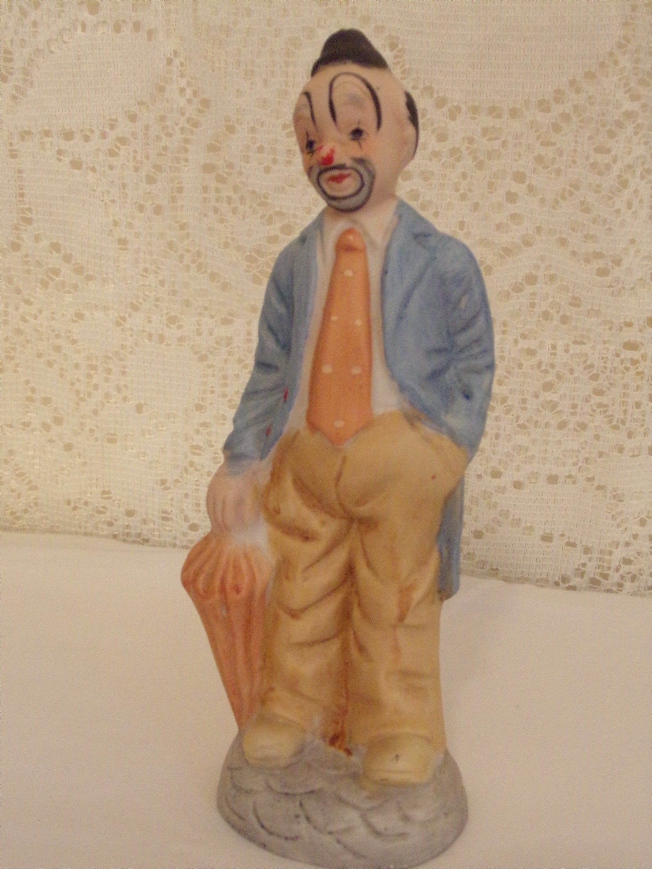 Porcelain Bisque Clown Doll Figurine Collectible Porcelain Clown Bisque