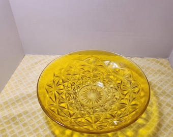 Large Uranium Glass Bowl, Diamond Pattern, Vaseline Glass