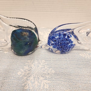 Set of 2 Murano style hand blown glass fish