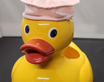 Teleflora Yellow Duck Indoor planter with Pink hat