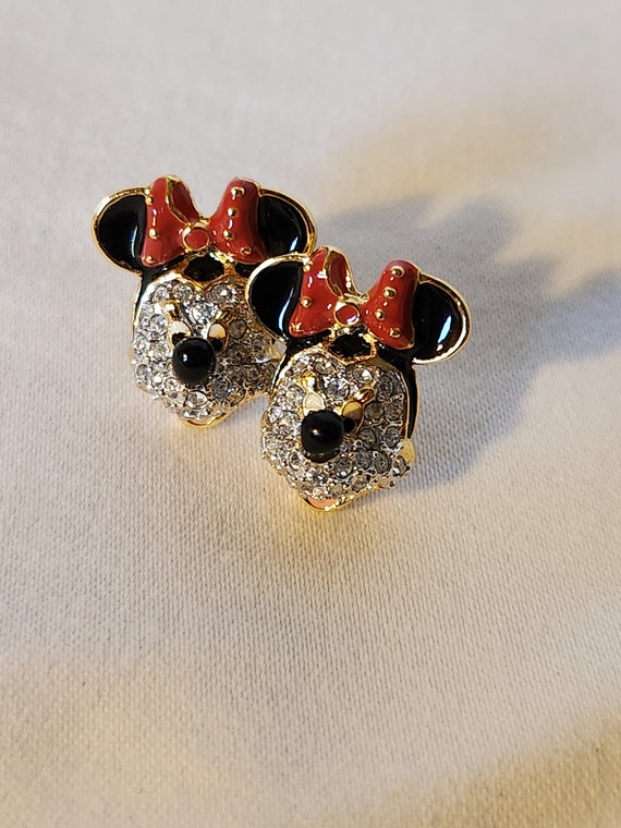 Disney Minnie Mouse Head Rhinestone earrings - image 5