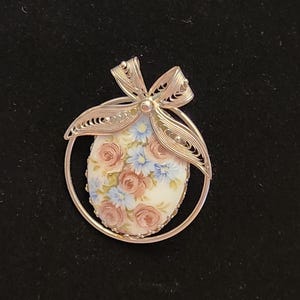 Western Germany sugared glass floral brooch