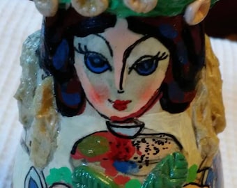 Doll Paper Mache' Russian Roly Poly Rattle doll