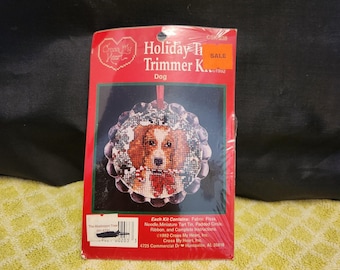 Holiday Tree Trimmer Beagle puppy cross stitch ornament kit