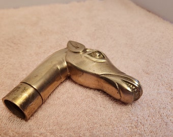 Brass Horse Head Cane Handle: English Walking Stick Accessory