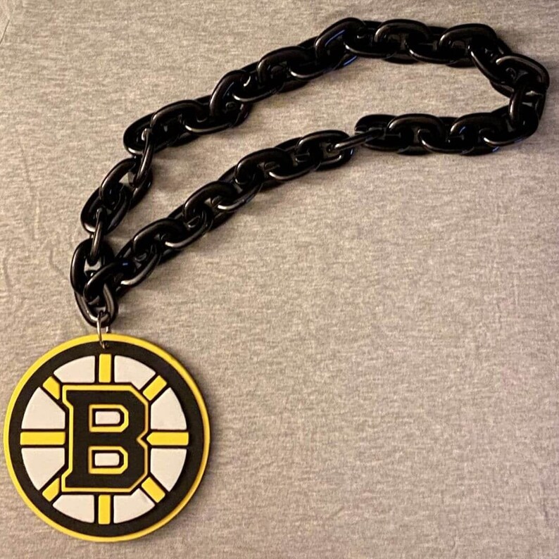 NHL Boston Bruins Black Chain Necklace w/ Foam Etsy