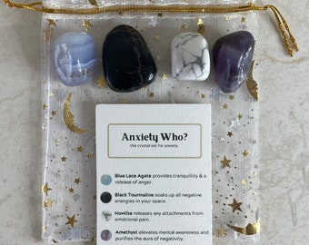 Crystal Set For Anxiety & Stress// stress relief crystals, anxiety relief, healing crystals, crystal set, crystal tumblestone