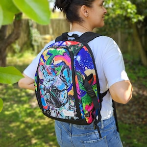 Backpack Camera bag Equipment Bag Travel rucksack Floral Music Retro Vinyl Dog Animal print colourful funky