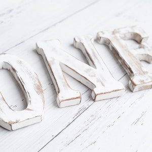 Wood Shabby Chic photo prop for birthday cake smash letters ONE and TWO