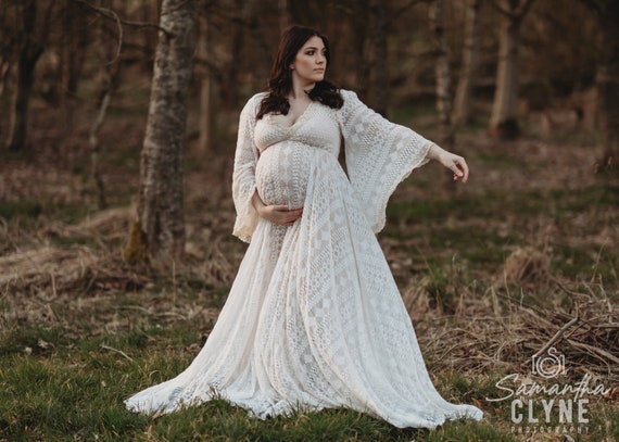 Maternity Photo Shoot Dress Gown Off Shoulder Maxi Photography Burgundy  M-L-XL | eBay