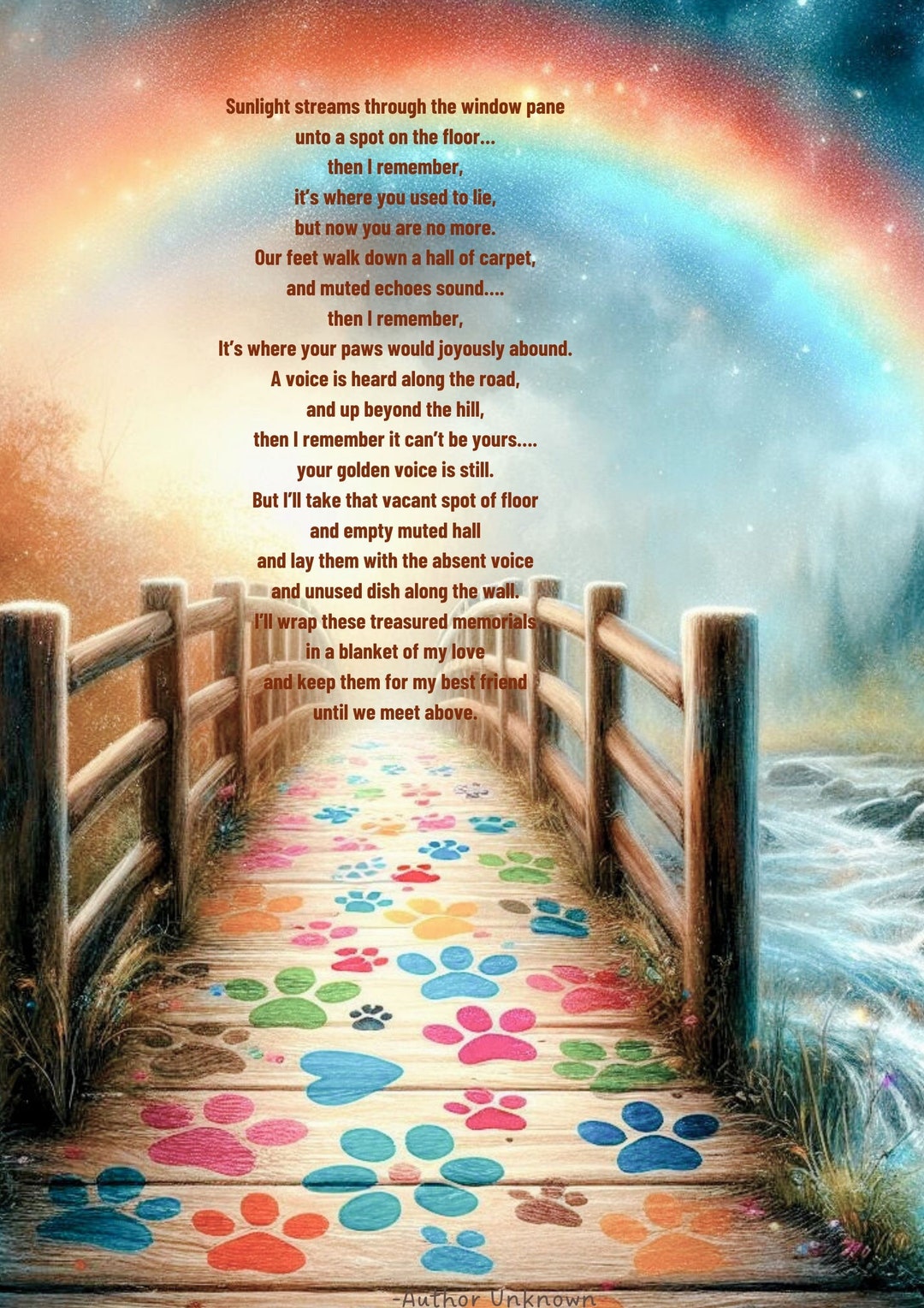 Pet Loss Sympathy Gift Rainbow Bridge Memorial Art digital Download Pet Loss Sympathy Gift Rainbow Bridge Memorial Art digital Download