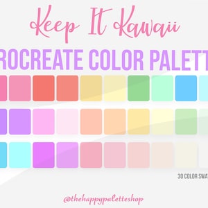 Paleta de colores Kawaii Procreate / Letras / Arte digital / iPad Procreate / Paleta de colores Rainbow Procreate / Linda paleta de colores Procreate