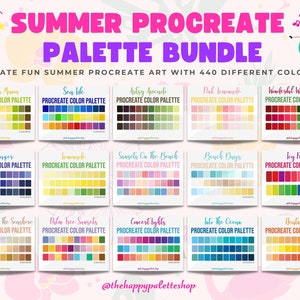 Ensemble de palettes de couleurs Summer Procreate | Art numérique et lettrage | Procréer des pinceaux | Palette coucher de soleil | Palette arc-en-ciel | Procréer des échantillons