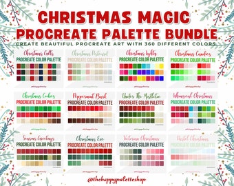 Christmas Color Palette Procreate Bundle  | Lettering | Digital Art | Digital Illustration | iPad Procreate | Christmas Procreate Swatches