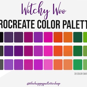 Halloween Procreate Color Palette | Witch Procreate Color Palette | Lettering | Digital Art | Procreate Tools | Purple Procreate Colors
