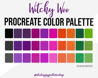 Paleta de colores Procreate de Halloween / Paleta de colores Witch Procreate / Letras / Arte digital / Herramientas Procreate / Colores Procreate Púrpuras