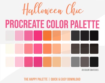 Halloween Procreate Color Palette | Pink Procreate Color Palette | Chic Digital Art | iPad Procreate Tools | Orange Procreate Swatches