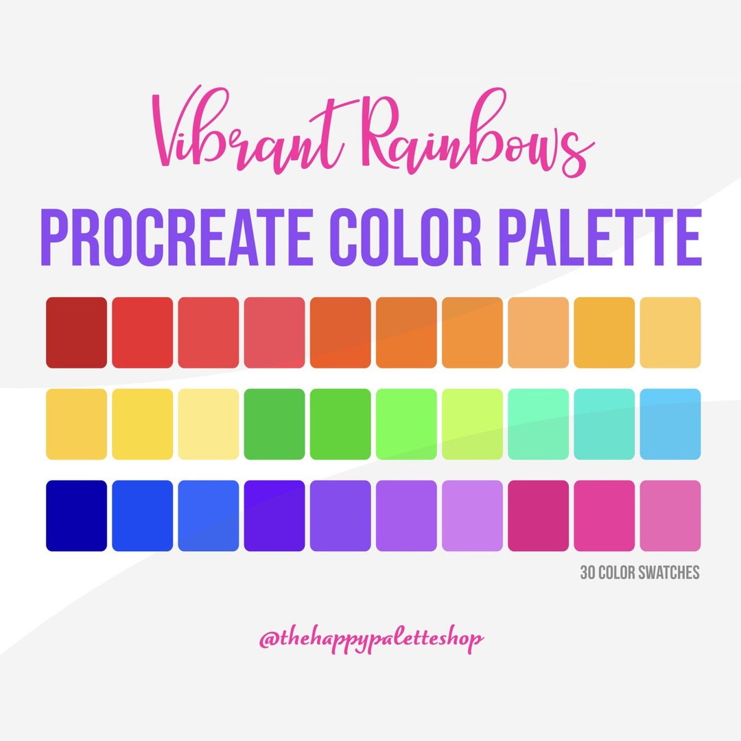 Vibrant Rainbow Procreate Color Palette Lettering Digital Art
