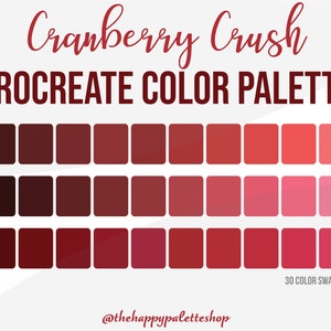 Crush aux canneberges | Palette de couleurs de procréation d&#39;automne | Lettrage | Art numérique | Palette alimentaire | iPad Procréer | Palette Rouge | Palette des Fêtes