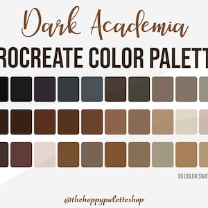 Dark Academia Procreate Color Palette | Lettering | Digital Art | iPad Procreate | Aesthetic Procreate Palette | Procreate Tools For iPad