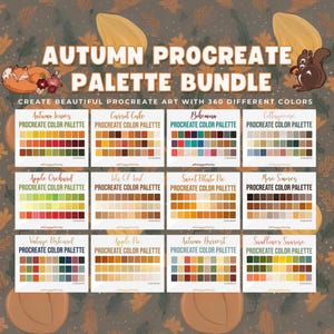 Fall Procreate Color Palettes Bundle | Digital Art & Lettering | Cottagecore Aesthetic Palette | Autumn Color Palettes | Procreate Swatches
