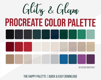 New Year's Procreate Color Palette | Lettering | Digital Art | iPad Procreate | Luxury Procreate Color Palette | Christmas Color Palette