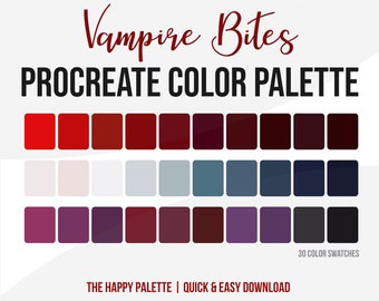 Vampire Procreate Color Palette | Lettering | Digital Art | Halloween Color Palette | iPad Procreate | Goth Color Palette | Red Palette