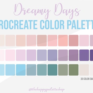Paleta de cores Dreamy Procreate | Letras | Arte Digital | Ilustração Digital | iPad Procriar | Paleta de cores suaves | Paleta de cores Kawaii