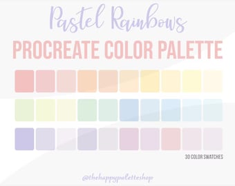 Pastel Rainbow Procreate Color Palette | Lettering | Digital Art | iPad Procreate | Cute Color Palette | Kawaii Color Palette | Soft Colors