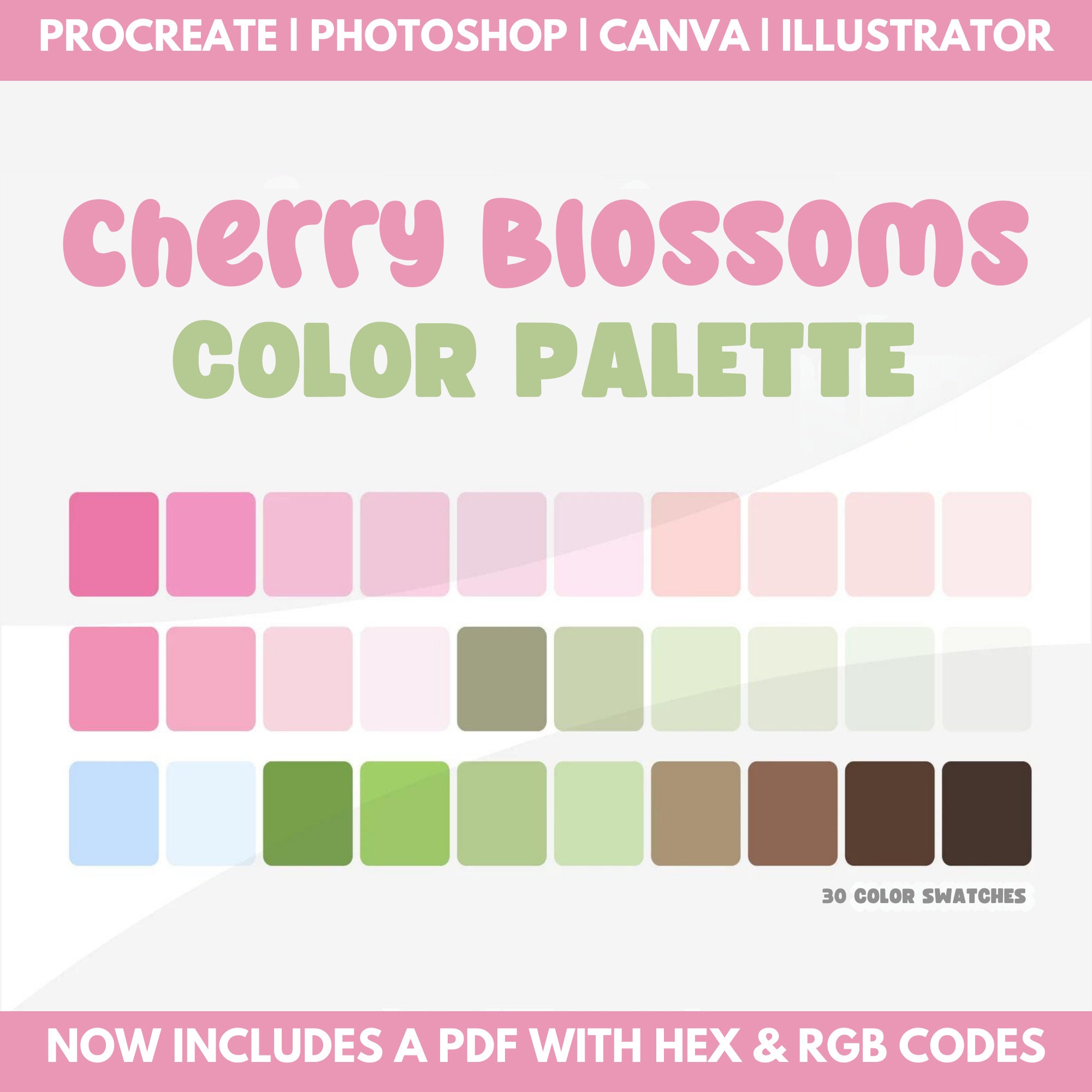 Pink Color Palette With Hex Codes & Rgb Codes, Procreate Swatches ...
