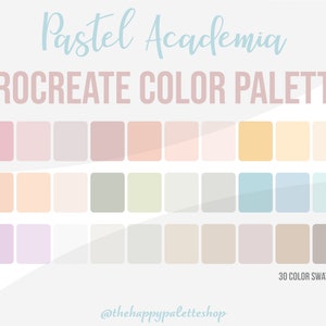 Pastel Academia Procreate Color Palette | Lettering | Digital Art | iPad Procreate | Aesthetic Palette | Kawaii Color Palette | Soft Colors