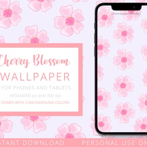 Cherry Blossom Phone Wallpaper | Tablet Wallpaper | Instant Digital Download Wallpaper | Kawaii Phone Background | Cute iPhone Wallpaper