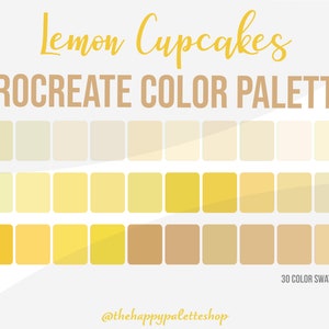 Paleta de cores Procreate amarela | Arte Digital | iPad Procriar | Ferramentas Procriar | Procriar amostras | Paleta de cores estéticas amarelas