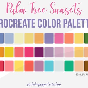 Palm Tree Sunsets Procreate Palette | Lettering | Digital Art | iPad Procreate | Florida Summer Procreate Palette | Sunset Procreate