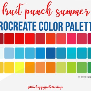 Summer Procreate Color Palette | Rainbow Procreate Color Palette | Vibrant Procreate Swatches | Procreate Tools | Summer Procreate Art