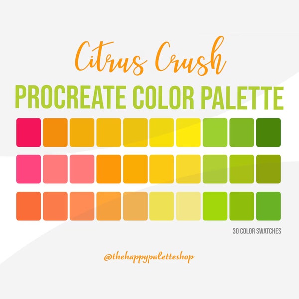Citrus Procreate Color Palette | Lettering | Digital Art | Summer Procreate Color Palette | iPad Procreate | Spring Procreate Color Palette