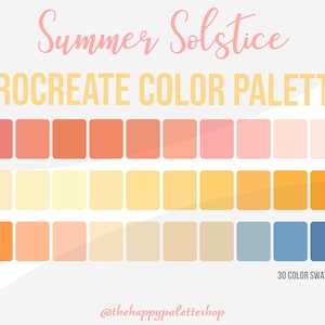 Summer Procreate Color Palette For iPad Digital Art | Sunset Procreate Color Palette | Procreate Tools for iPad | Procreate Swatches