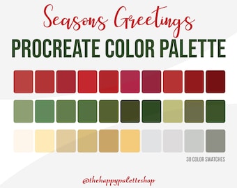 Christmas Procreate Color Palette | Lettering | Digital Art | iPad Procreate | Red and Green Palette | Traditional Christmas Colors Palette