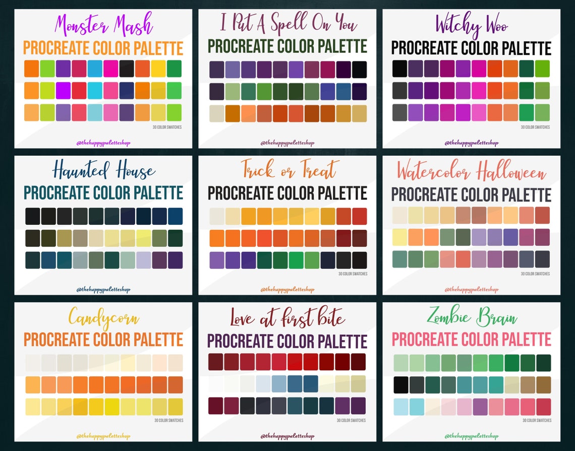 Halloween Procreate Color Palette Bundle | Digital Art & iPad Lettering ...