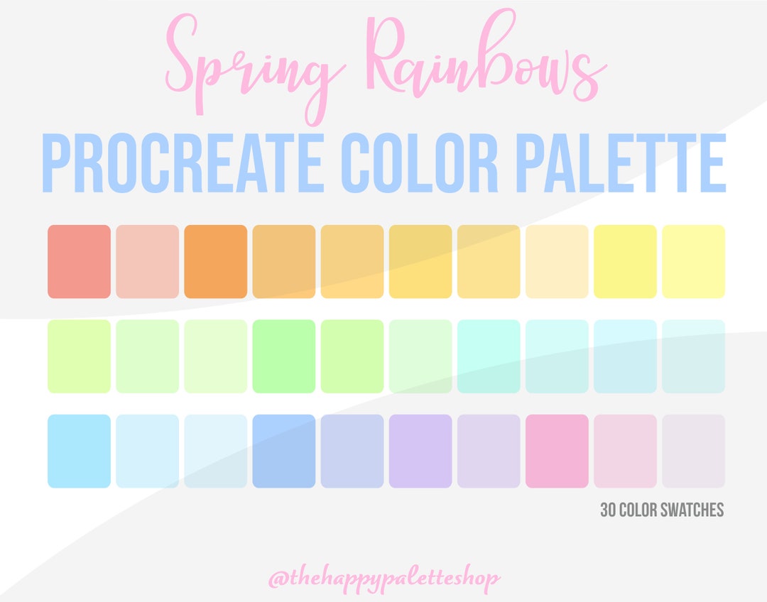 Pro Create Spring Color Palette Spring Rainbow Procreate Color Palette | Lettering | Digital Art | iPad ...