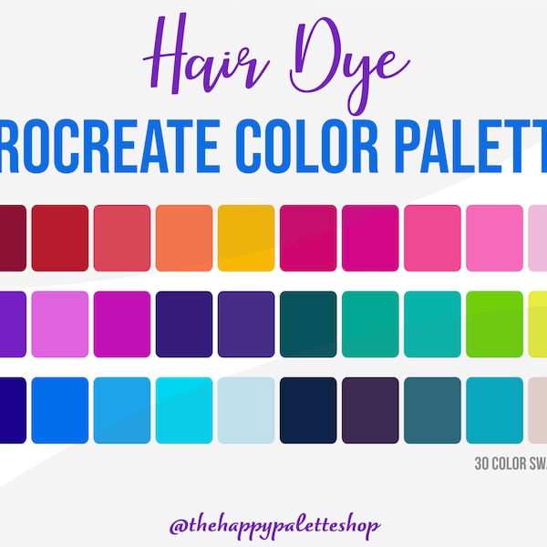 Procreate Hair Color Palette | Rainbow Palette | Digital Art | iPad Procreate | Procreate Character Art | Vibrant & Bold Color Palette