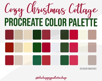 Cozy Christmas Procreate Color Palette | iPad Lettering | Digital Art | iPad Procreate Gifts | Red and Green Palette | Elegant Color Palette