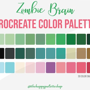 Halloween Procreate Color Palette | Lettering | Digital Art  | iPad Procreate | Green Color Palette | Fun Zombie Procreate Swatches For iPad
