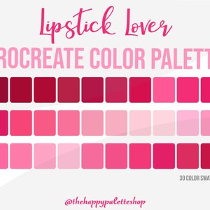 Red and Pink Procreate Color Palette | Digital Art | iPad Procreate | Valentine&#39;s Day Procreate Palette | Lovecore Aesthetic Color Palette