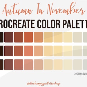 Fall Procreate Color Palette | iPad Lettering | Digital Art | Brown Procreate Color Palette | Procreate Swatches | Autumn Procreate Palette